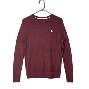 Men’s Abercrombie & Fitch Pullover Sweater Maroon Sz S Cotton Cashmere Preppy